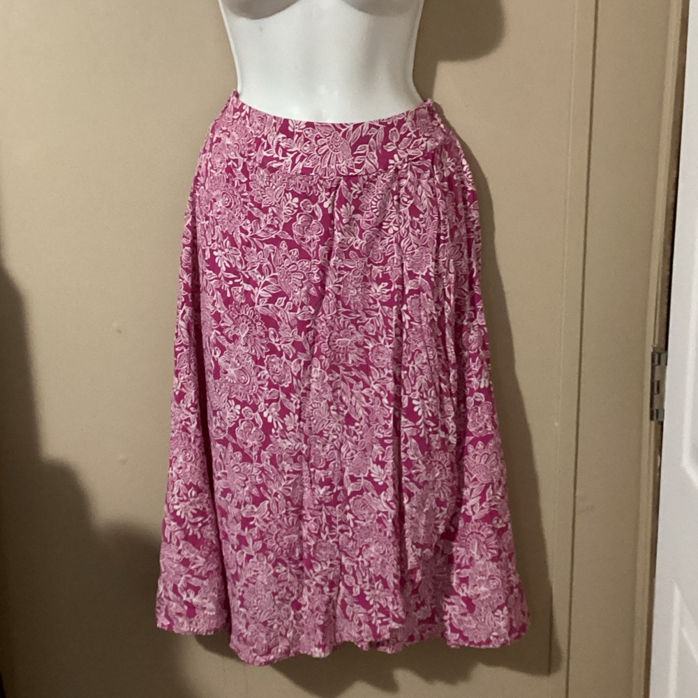 Rose Patterned A-Line Skirt